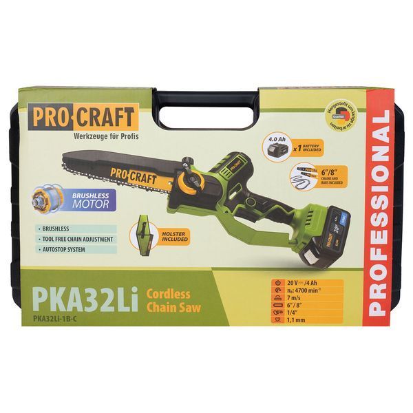 Акумуляторна ланцюгова пилка Procraft PKA32Li (З 1 акб) Кобура PR-030039 фото