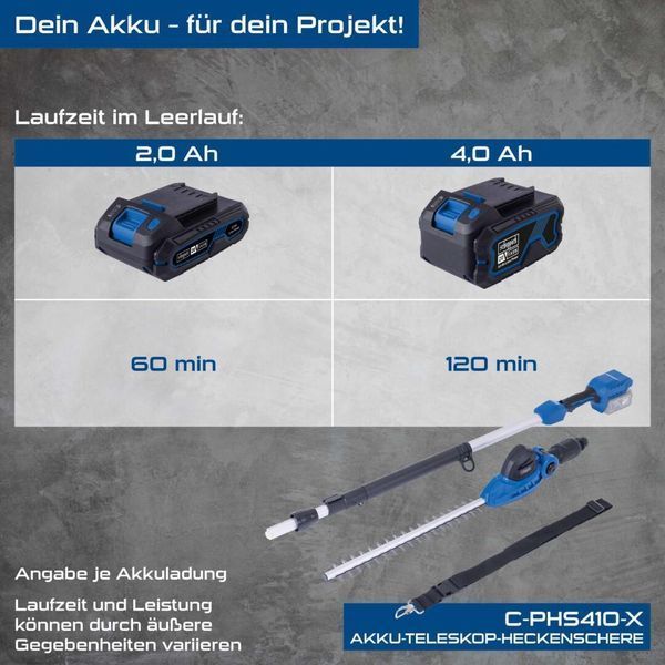 Кусторез телескопический аккумуляторный Scheppach C-PHS410-X (без АКБ и ЗУ) 5910608900 фото