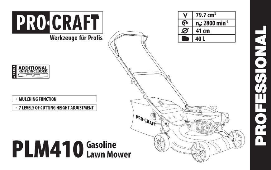 Газонокосилка бензиновая Procraft PLM410 PR-000410 фото