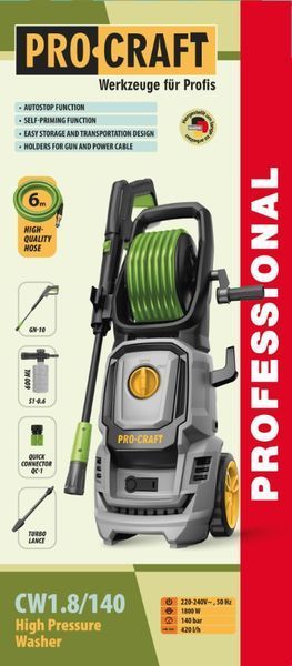 Мийка високого тиску Procraft CW1.8/140 PR-018140 фото