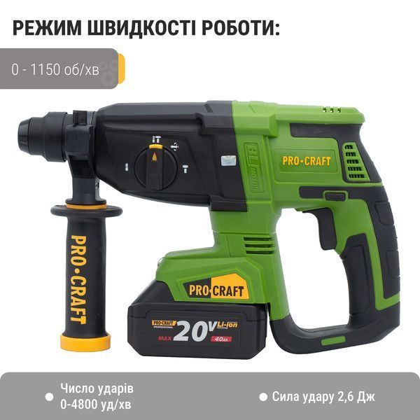 Аккумуляторный перфоратор Procraft PHA40 Кейс (без АКБ и ЗУ) PR-030041 фото