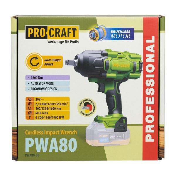 Акумуляторний гайковерт Procraft PWA80 (без АКБ та ЗП) PR-030080 фото