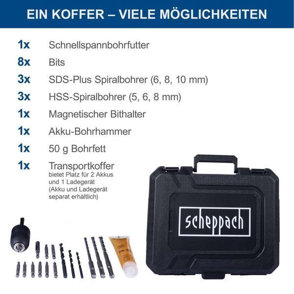 Перфоратор ударный аккумуляторный Scheppach C-RHD130-X (без АКБ и ЗУ) VT-5909249900 фото