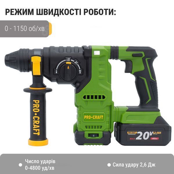 Аккумуляторный перфоратор Procraft PHA30 Кейс (без АКБ и ЗУ) PR-030032 фото